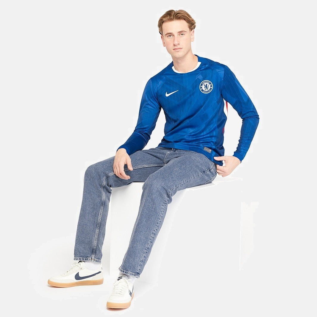 Camisa Nike Chelsea 2025/26 I Manga Longa Torcedor